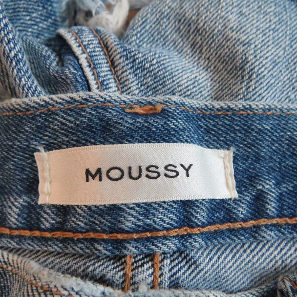 MOUSSY VINTAGE Exposed Button Fly Distressed Raw Hem Jean Shorts - Picture 15 of 15
